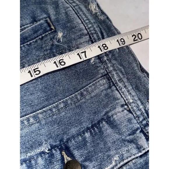 Free People Jean Jacket in Indie Wash M W/ Knit Hood Sleeves Distressed Boho - Picture 5 of 5